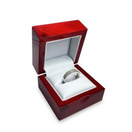 1 Premium Rose Wood Veneer & White  Ring Jewelry Display Gift Boxes 