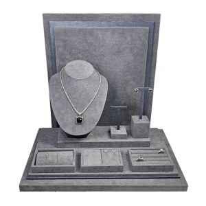 Steel Grey Leatherette Half-Moon Bracelet Display, jewelry display sets  wholesale
