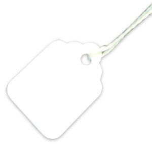 50 Small White Silver Swing Tags Labels Retail Jewellery Strung Price 16 x 24mm 
