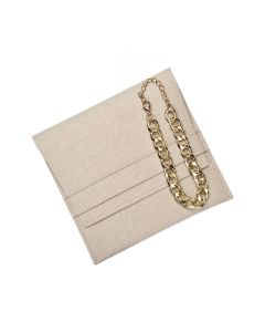 BEIGE MICROFIBER POUCH W/DIVIDER