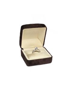FAUX SUEDE BROWN ROLL TOP RING