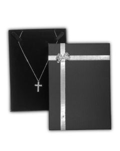 BLACK/SILVER BOW NECKLACE BOX