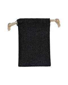 BLACK BURLAP DRAWSTRING POUCH (DOZ)