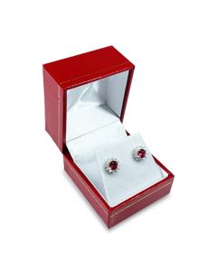 RED LEATHERETTE EARRING BOX