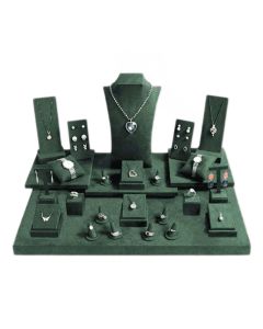 GREEN FAUX SUEDE DISPLAY SET